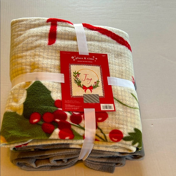 NWT Jo Ann’s Store Place & Time “Joy” Holiday Fleece Throw Kit. Size 72”x60” - Picture 1 of 5